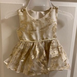 White and gold frock. Age 6-9 months.
